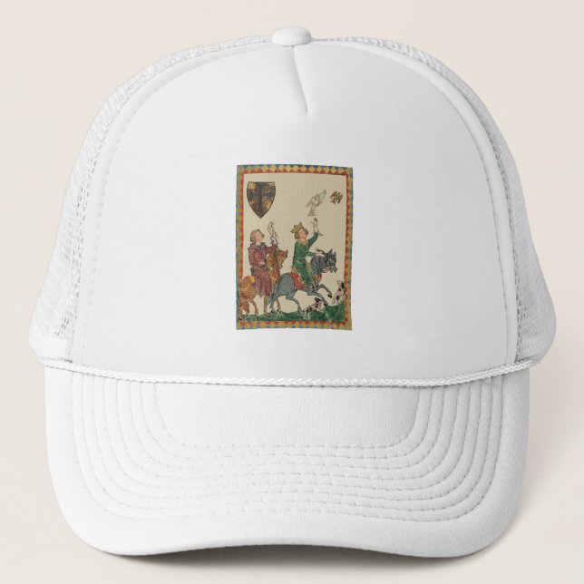 Falconry, 14th Century Codex Manesse Trucker Hat (Front)