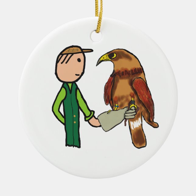 Falconry Ceramic Tree Decoration (Front)
