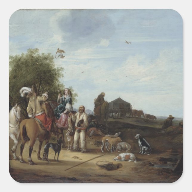 Falconry Square Sticker (Front)