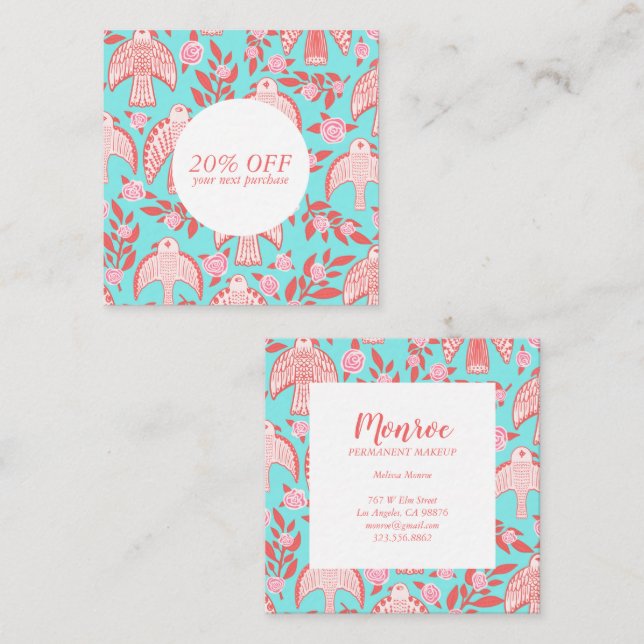 Falcons & Roses Chic Elegant Illustrated Discount Card (Front/Back)