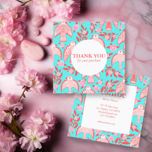 Falcons & Roses Chic Elegant Order Thank You Square Business Card