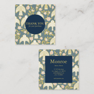 Falcons & Roses Chic Elegant Order Thank You Square Business Card