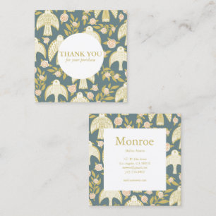 Falcons & Roses Chic Elegant Order Thank You Square Business Card