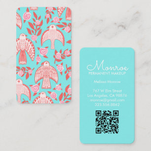 Falcons & Roses Elegant Illustrated Aqua Pink Red  Business Card