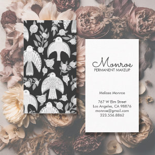 Falcons & Roses Elegant Illustrated Black White Business Card