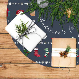 Falda árbol navidad con santa claus y regalos brushed polyester tree skirt