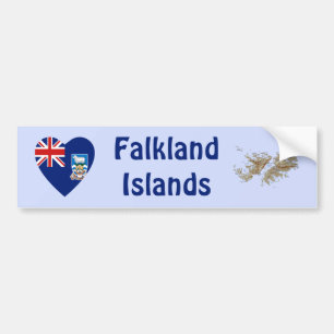 Falkland Islands Flag Heart + Map Bumper Sticker