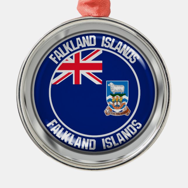 Falkland Islands Round Emblem Metal Tree Decoration (Front)
