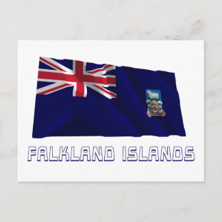 Falkland Islands Waving Flag with Name Postcard