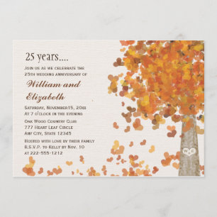 Fall 25th Wedding  Anniversary Photo Invitations