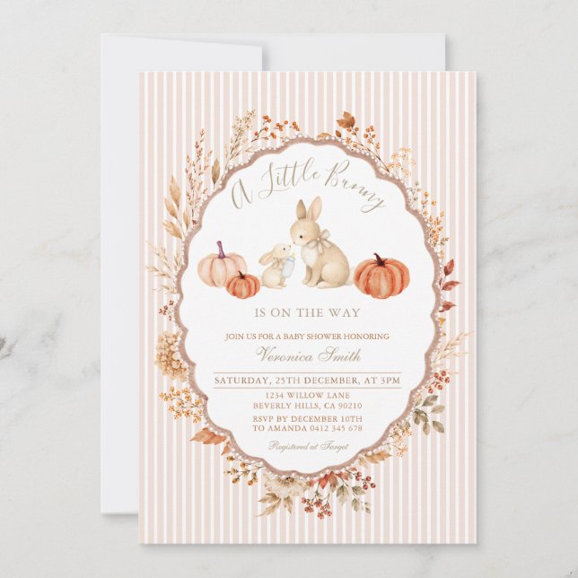 Fall A Little Bunny Baby Shower  Invitation (Front)