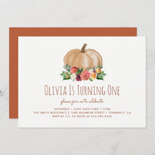 Fall A Little Pumpkin 1st Birthday Invitation