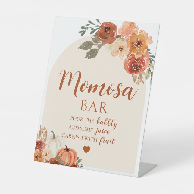Fall A Little Pumpkin Baby Shower Momosa Bar Sign (Front)