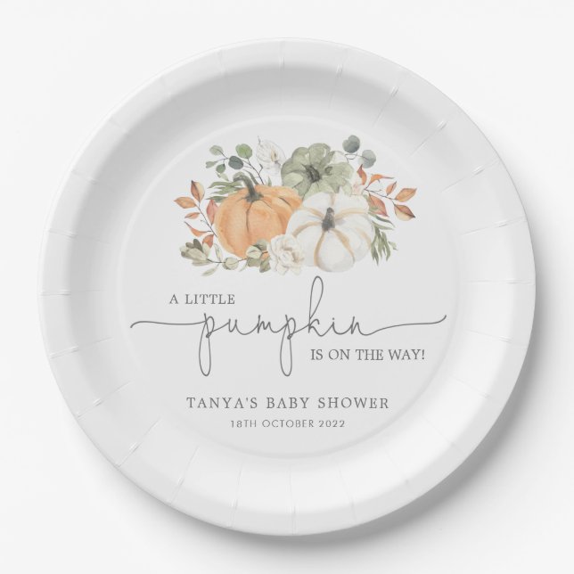 Fall A Little Pumpkin Baby Shower  Paper Plate (Front)