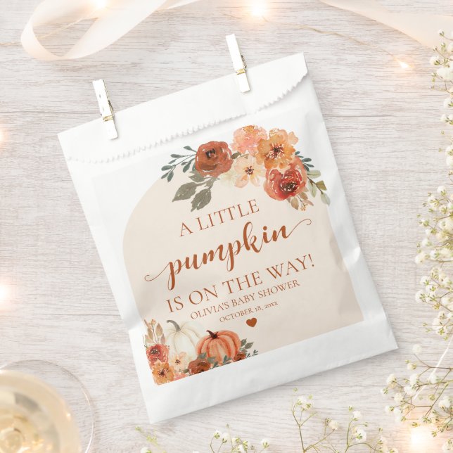 Fall A Little Pumpkin is on the way Baby Shower  Favour Bags (Clipped)