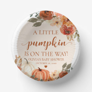 Fall A Little Pumpkin is on the way Baby Shower Paper Plate
