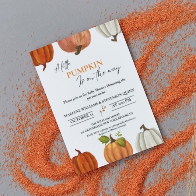 Fall A little pumpkin on the way baby shower Invitation (Creator Uploaded)