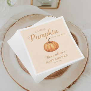Fall A Little Pumpkin On the Way Baby Shower Napkin