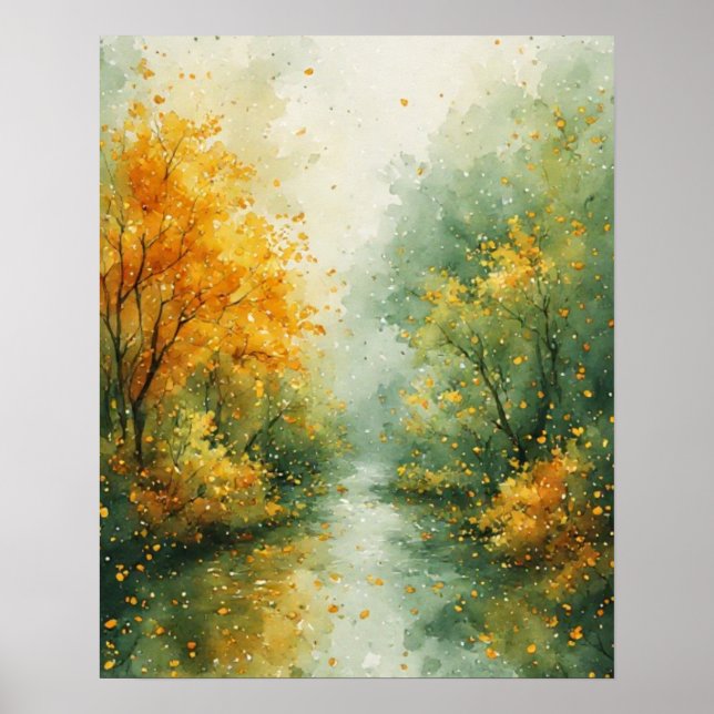 Fall Abstract Watercolor Art  Poster (Front)