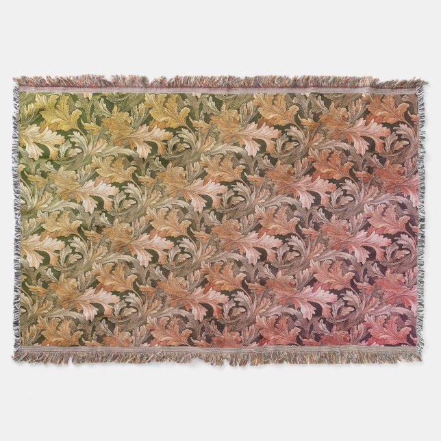 Fall Acanthus Leaves Throw Blanket (Front)