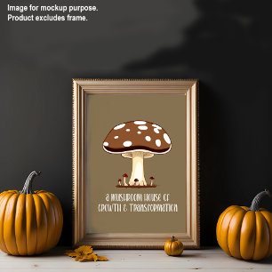 Fall Aesthetics Mushroom Inpired Positive Vibes Poster