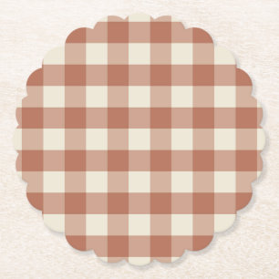 Fall Amaro on Panna Cotta Gingham - plaid pattern. Paper Coaster
