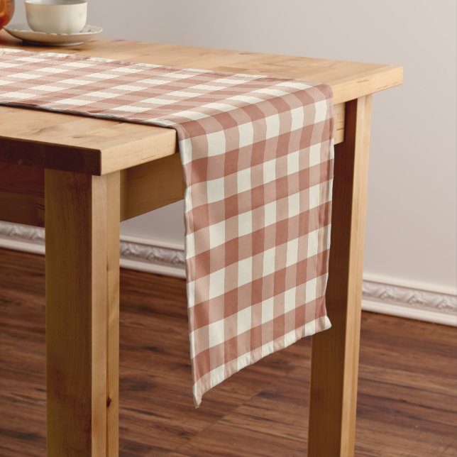Fall Amaro on Panna Cotta Gingham - plaid pattern. Short Table Runner (In Situ)