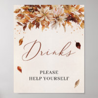 Fall and Autumn Flowers Marigold Boho Drinks sign