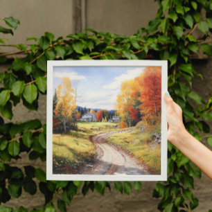 Fall And Autumn In Vermont Farm Watercolor Art Poster