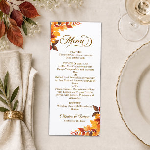 Fall and Love Boho Leaves Wedding Menu