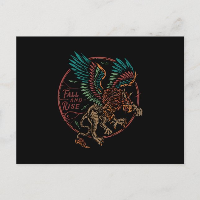 Fall and Rise Colourful Eagle Postcard (Front)