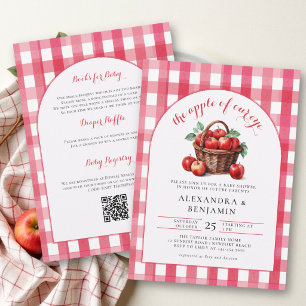 Fall Apple Harvest All in One Couple Baby Shower Invitation