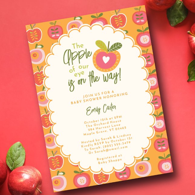Fall Apple of Our Eye Whimsical Gender Neutral  Invitation (Creator Uploaded)