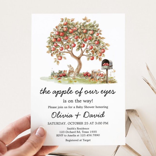 Fall Apple of our Eyes Baby Shower Invitation (Apple of our Eyes Fall Apple Tree Baby Shower Invitation)