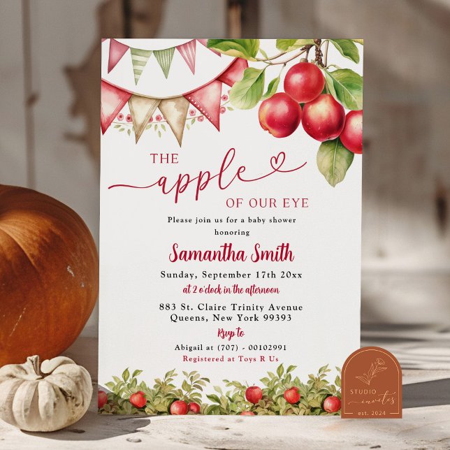 Fall Apple of our eyes baby shower Invitation (Creator Uploaded)