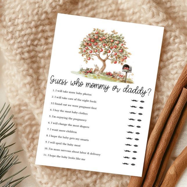 Fall Apple of our Eyes Guess Who Mummy or Daddy (Fall Apple Tree Baby Shower Guess Who Mommy or Daddy Game)