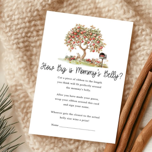 Fall Apple of our Eyes How Big Mummy's Belly Game (Fall Apple Tree Baby Shower How Big is Mommy's Belly Game)