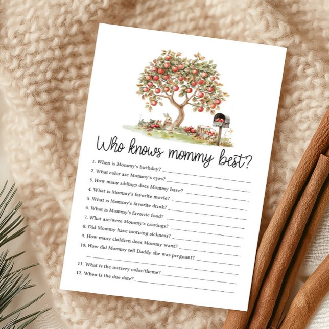 Fall Apple of our Eyes Who Knows Mummy Best Game (Fall Apple Tree Baby Shower Who Knows Mommy Best Game)