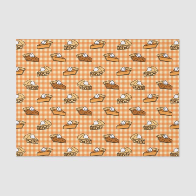 Fall Apple Pumpkin and Pecan Pie Pattern Tissue Paper (Front)