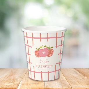  Fall Apple Theme Whimsical Baby Shower Pink Red Paper Cups