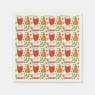 Fall Apples and Pears Rustic Paper Napkins