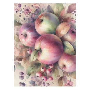 Fall apples in pastel colours watercolor painting  tablecloth