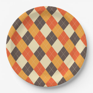Fall Argyle Paper Plate