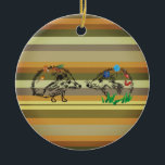 Fall Art Hedgehogs Love  Ornament<br><div class="desc">Cute autumn art decorative ornament with hedgehogs drawing and stripes.</div>