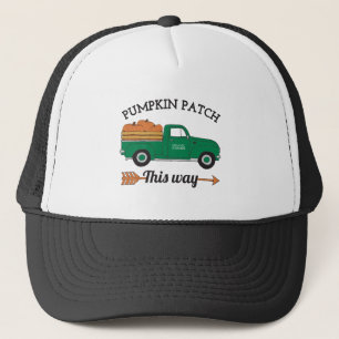 Fall Art Pumpkin Patch Old Vintage Farm Truck Art Trucker Hat