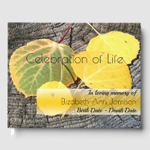 Fall Aspen Leaves Celebration of Life Memorial Guest Book
