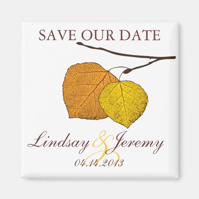 Fall Aspen Pair Save the Date Magnet (Front)