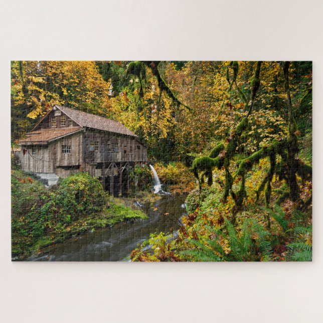 Fall at Cedar Creek Grist Mill in Washington Jigsaw Puzzle (Horizontal)