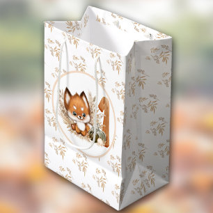 Fall Autumn 1st Birthday Cute Fox  Medium Gift Bag