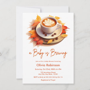 Fall Autumn A Baby is Brewing Coffee Baby Shower Invitation